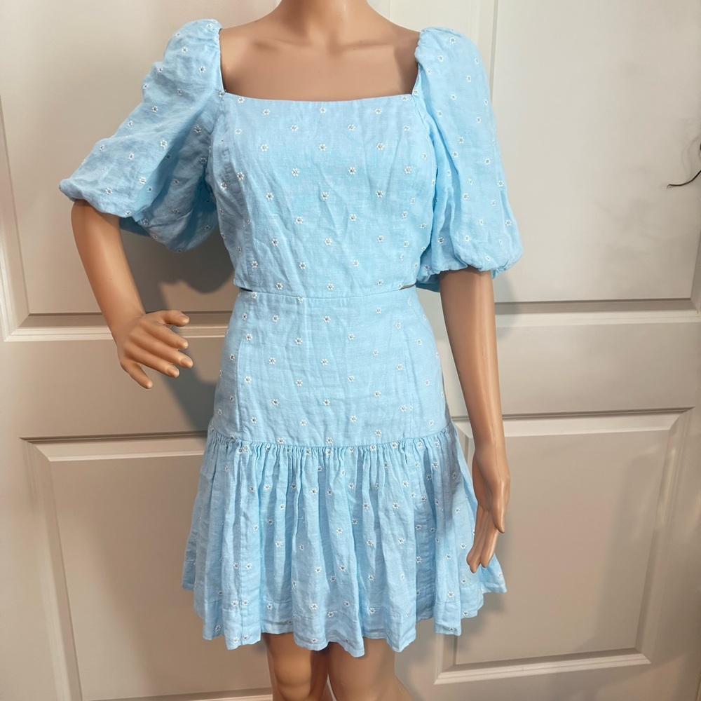 New Lilly Pulitzer Press to zoom Kylanne Linen Dress Hydra Blue - Picture 8 of 12